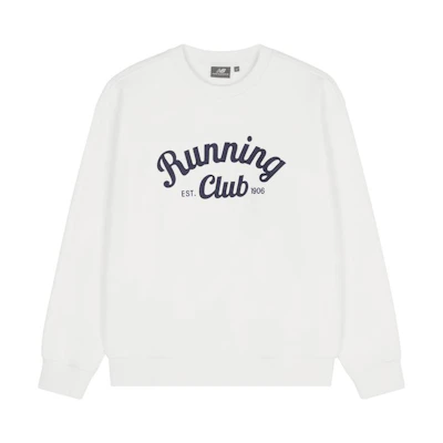 New Balance Ivory White Crewneck Sweatshirt with Letter Print Unisex 5CD38091-IV