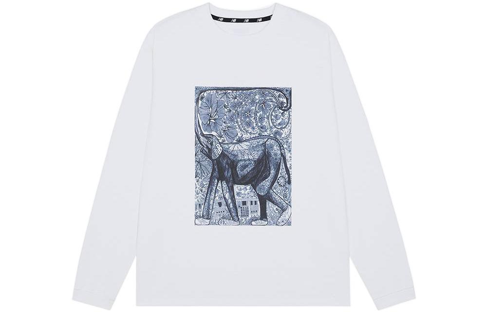 New Balance Japan White Floral Elephant Print Crewneck Sweatshirt Unisex JMTL1963-WT