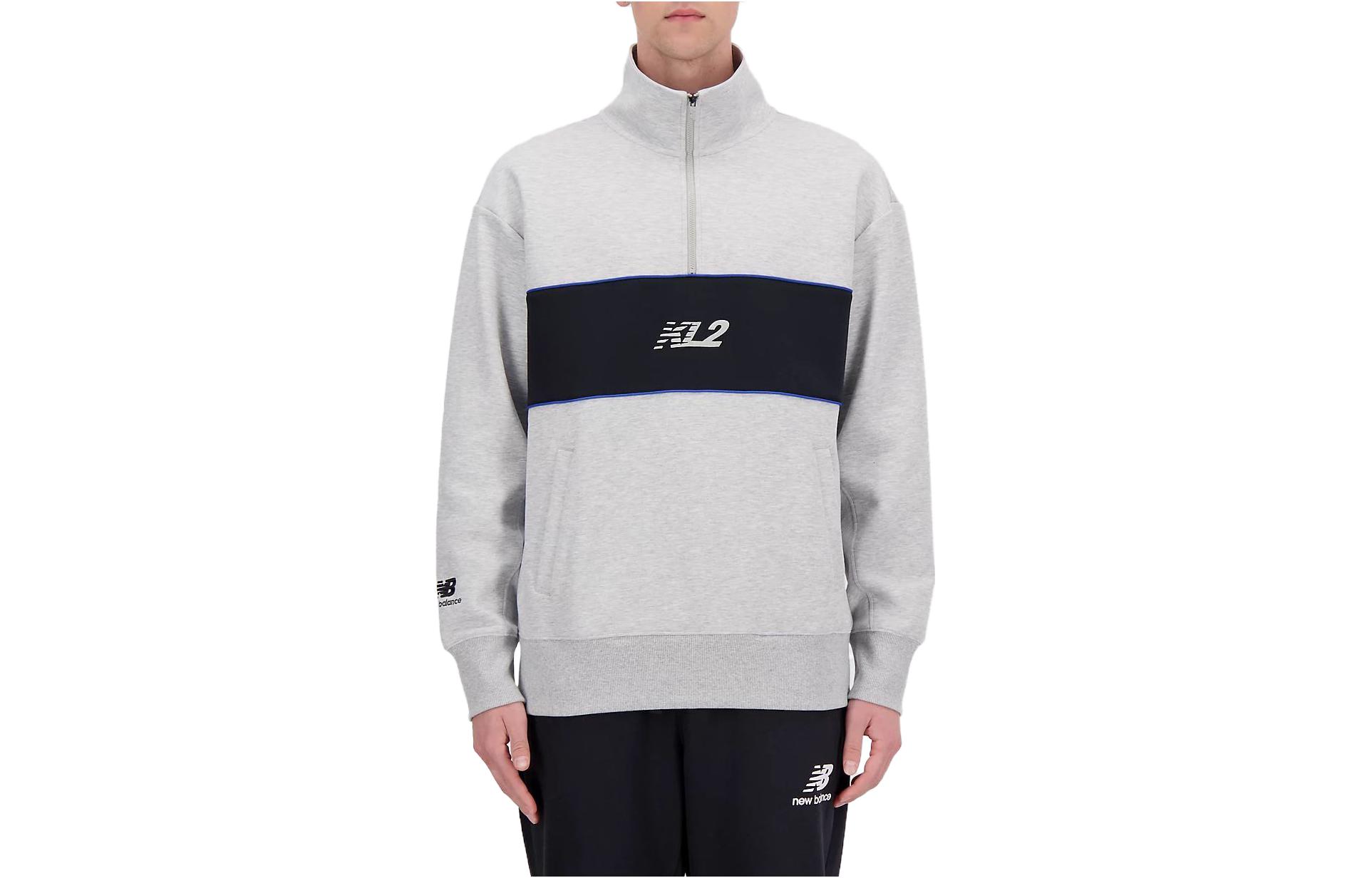 New Balance Kawhi's Klawset Half-Zip Pullover Long-Sleeve Sweatshirt Grey Men MT23590AG