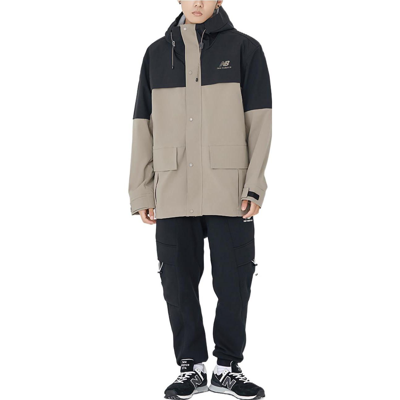 Shop New Balance 卡其色 2合1可拆式連帽外套 秋冬休閒穿搭 AMJ23315-DRI