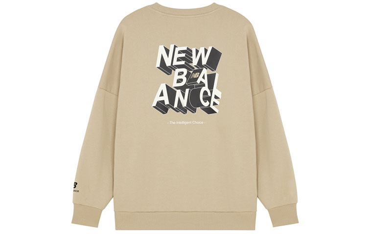 New Balance Khaki Crewneck Sweatshirt with 3D Logo Print AMT14318-BEI