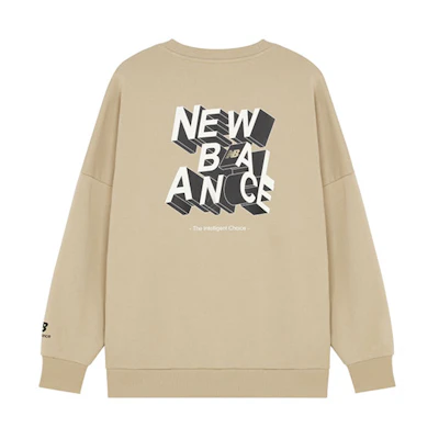 New Balance Khaki Crewneck Sweatshirt with 3D Logo Print AMT14318-BEI