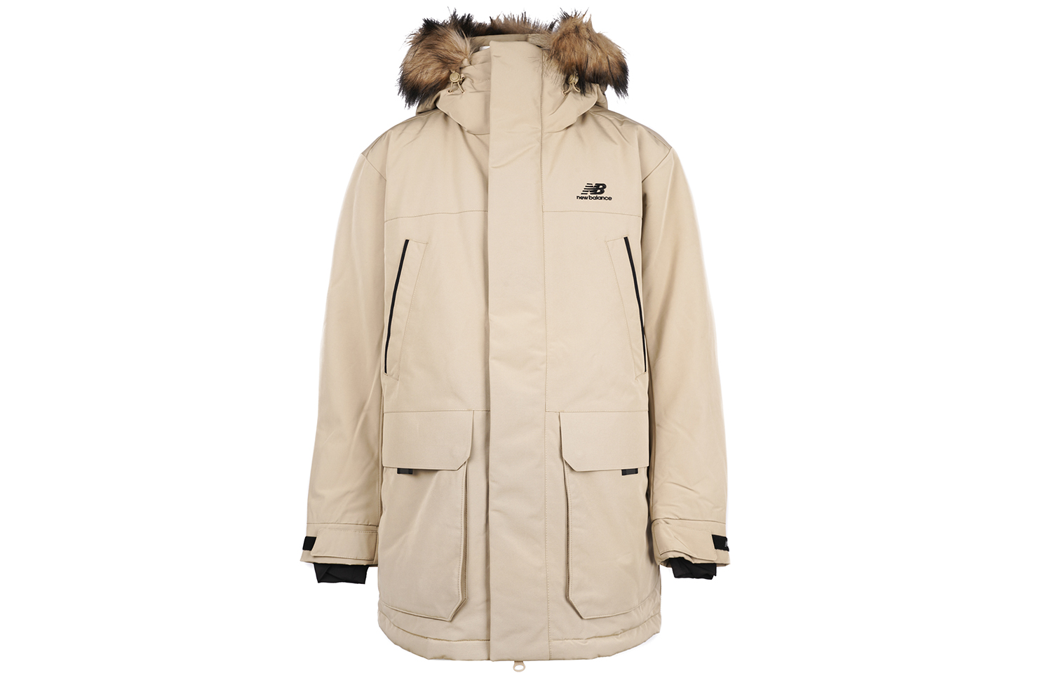 Order New Balance 卡其連帽中長款冬季羽絨外套 NPA46011-BEI