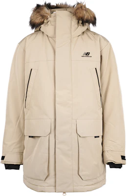 New Balance 卡其連帽中長款冬季羽絨外套 NPA46011-BEI Order New Balance 卡其連帽中長款冬季羽絨外套 NPA46011-BEI