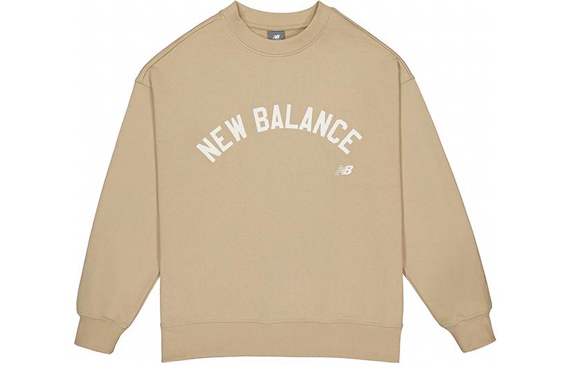 New Balance Khaki Logo Print Crewneck Casual Knit Sweatshirt AMT41310-SOT