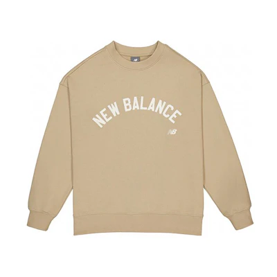 New Balance Khaki Logo Print Crewneck Casual Knit Sweatshirt AMT41310-SOT