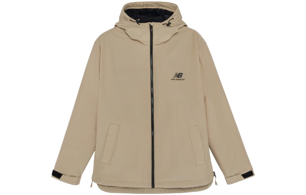 New Balance Khaki Logo Print Zip-Up Hooded Jacket AMJ23353-INC