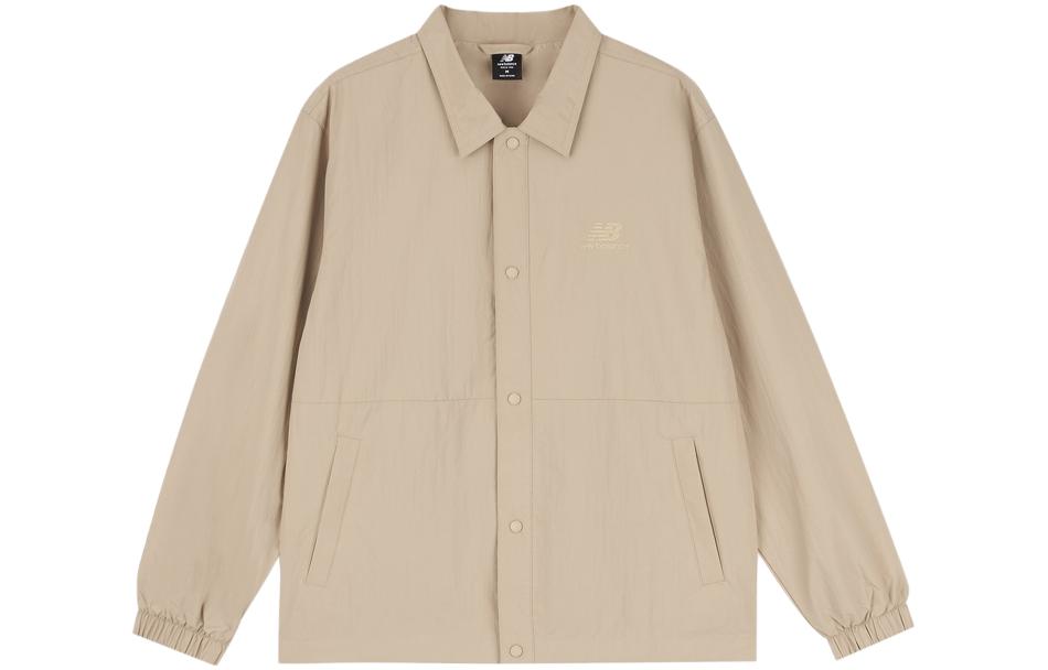 New Balance Khaki Long-Sleeve Button-Up Jacket with Solid Collar AMJ33360-BNN