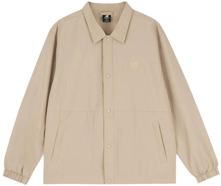 new-balance-khaki-long-sleeve-button-up-jacket-with-solid-collar-amj-33360-bnn