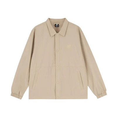 New Balance Khaki Long-Sleeve Button-Up Jacket with Solid Collar AMJ33360-BNN
