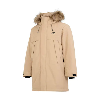 New Balance Khaki Puffer Jacket With Fur Hood Unisex Warm Winter Coat 5PC44303-BEI