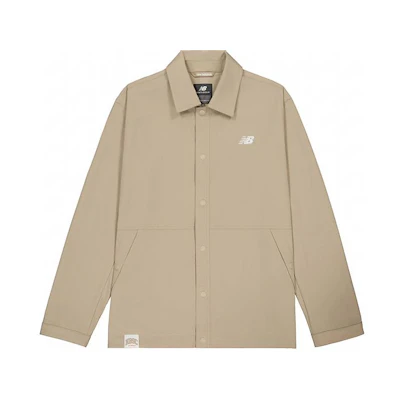 New Balance Khaki Woven Collar Shirt Jacket with Minimalist Logo NAE22101-DB