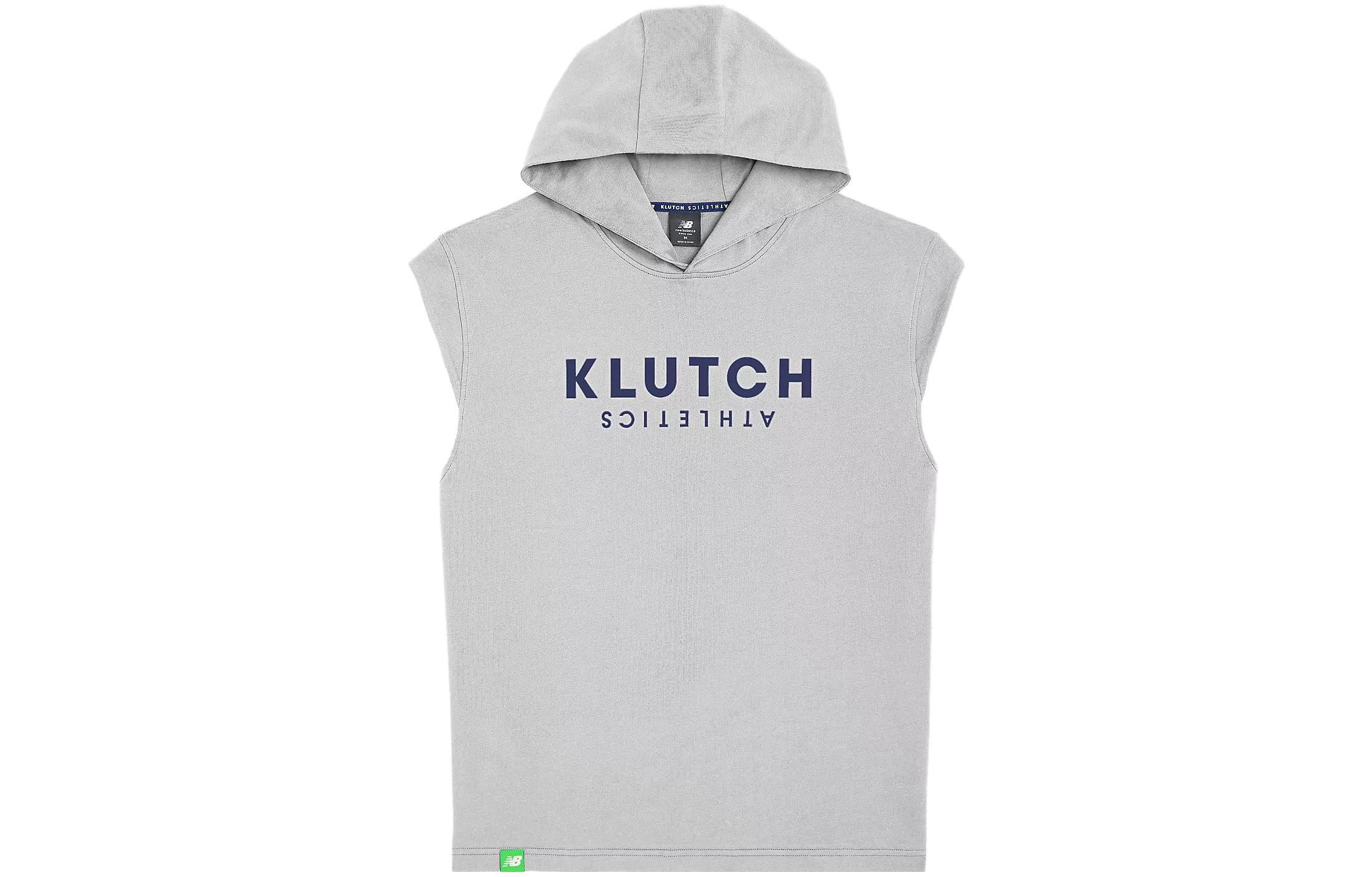 New Balance Klutch Letter Print Sleeveless Hoodie Gray Mens MT31597-GYM