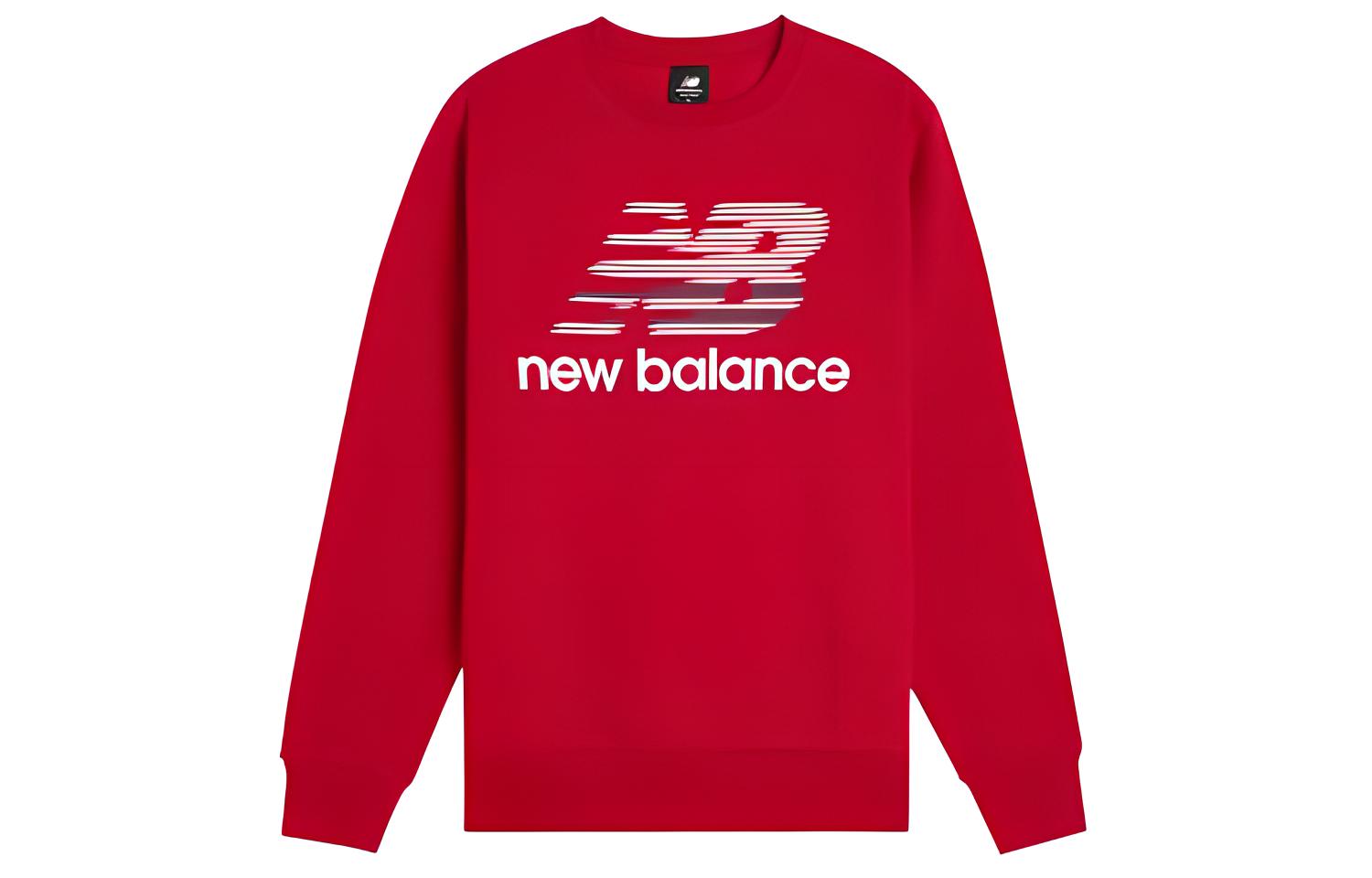 New Balance Knit Logo Long-Sleeve Sweatshirt Red AMT01902