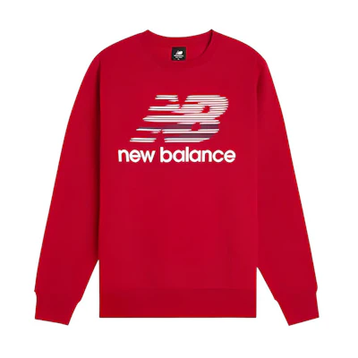 New Balance Knit Logo Long-Sleeve Sweatshirt Red AMT01902
