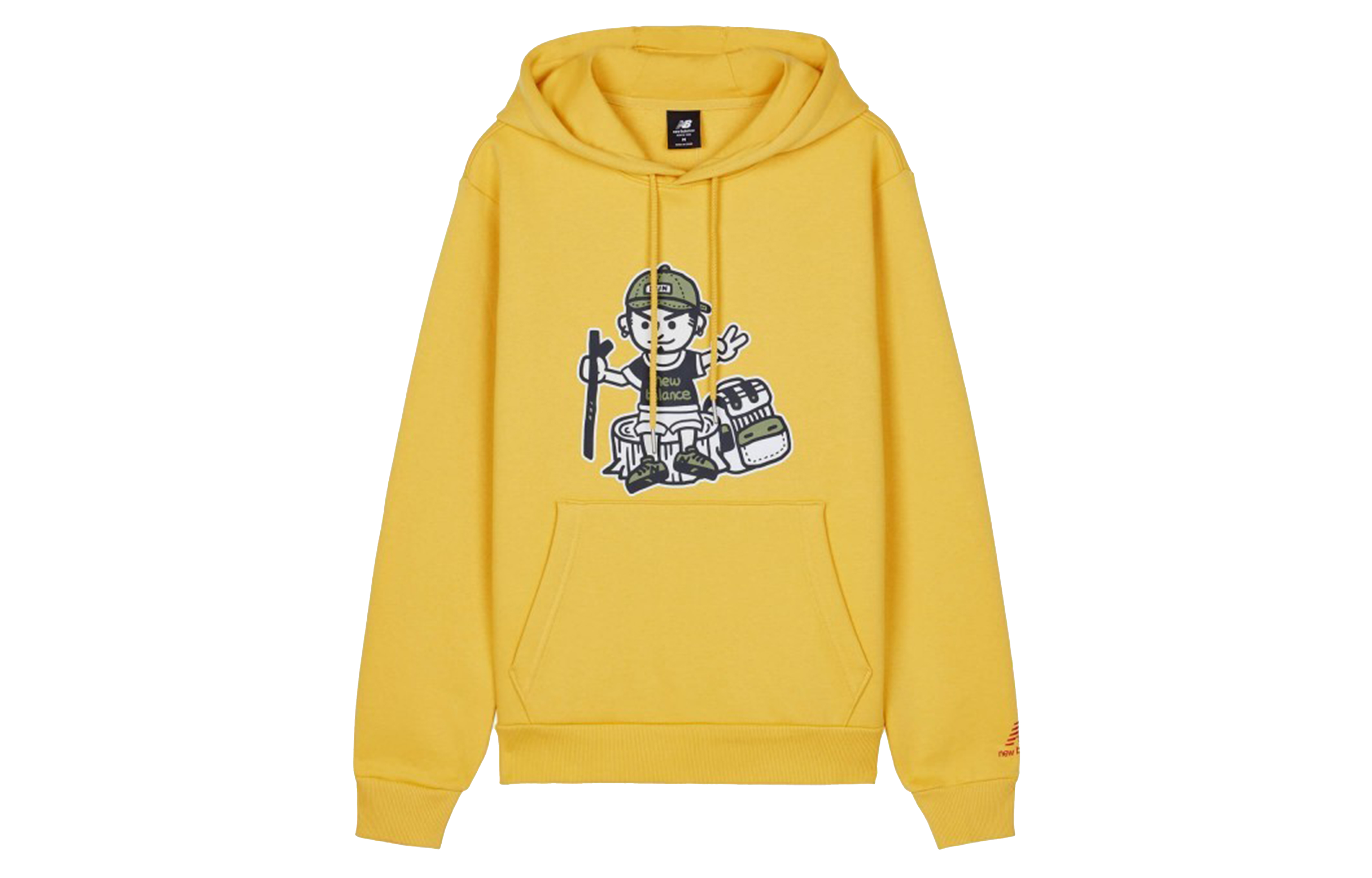 New Balance Lemon Yellow Printed Hoodie Pullover Sweatshirt AMT03339-YL