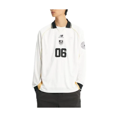 New Balance Letter & Number Print Polo Long-Sleeve Sweatshirt Unisex White NBNDD31313-10