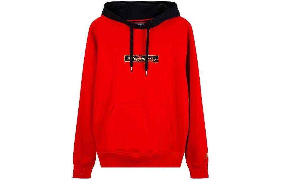 New Balance Letter Logo Embroidered Pullover Sweatshirt Unisex Red NCA1A023