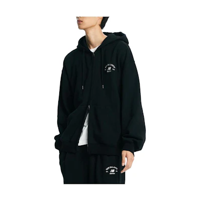 New Balance Letter Logo Print Hoodie Jacket Unisex Black NBMDD4A013-19