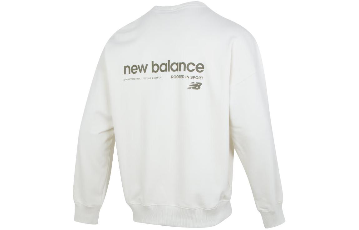 New Balance Letter Print Casual Loose Pullover Sweatshirt Khaki AMT41330-CIC
