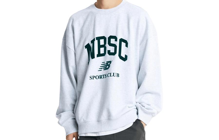 New Balance Letter Print Crewneck Sweatshirt Light Grey NBNCD4A053-16