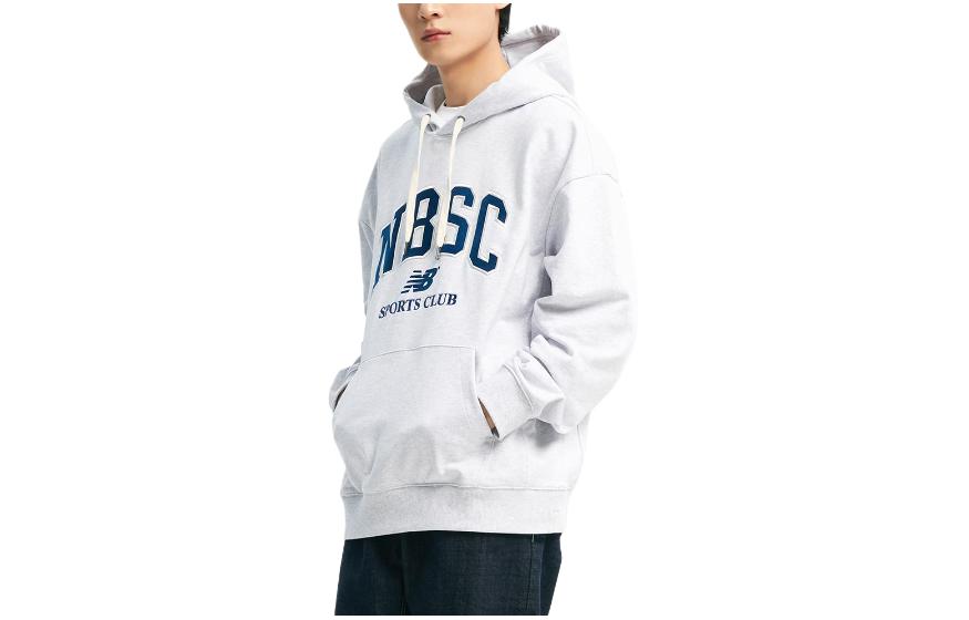 New Balance Letter Print Drawstring Hoodie - Gray NBN0E11813-16
