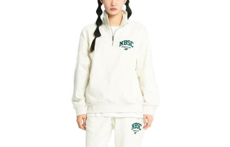 New Balance Letter Print Half-Zip Sweatshirt Unisex - Off-White NBNCD31823-64