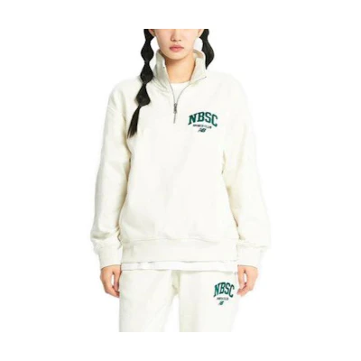 New Balance Letter Print Half-Zip Sweatshirt Unisex - Off-White NBNCD31823-64