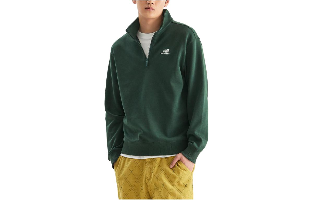 New Balance Letter Print High-Neck Pullover Sweatshirt Unisex Green NBNCD31033-62