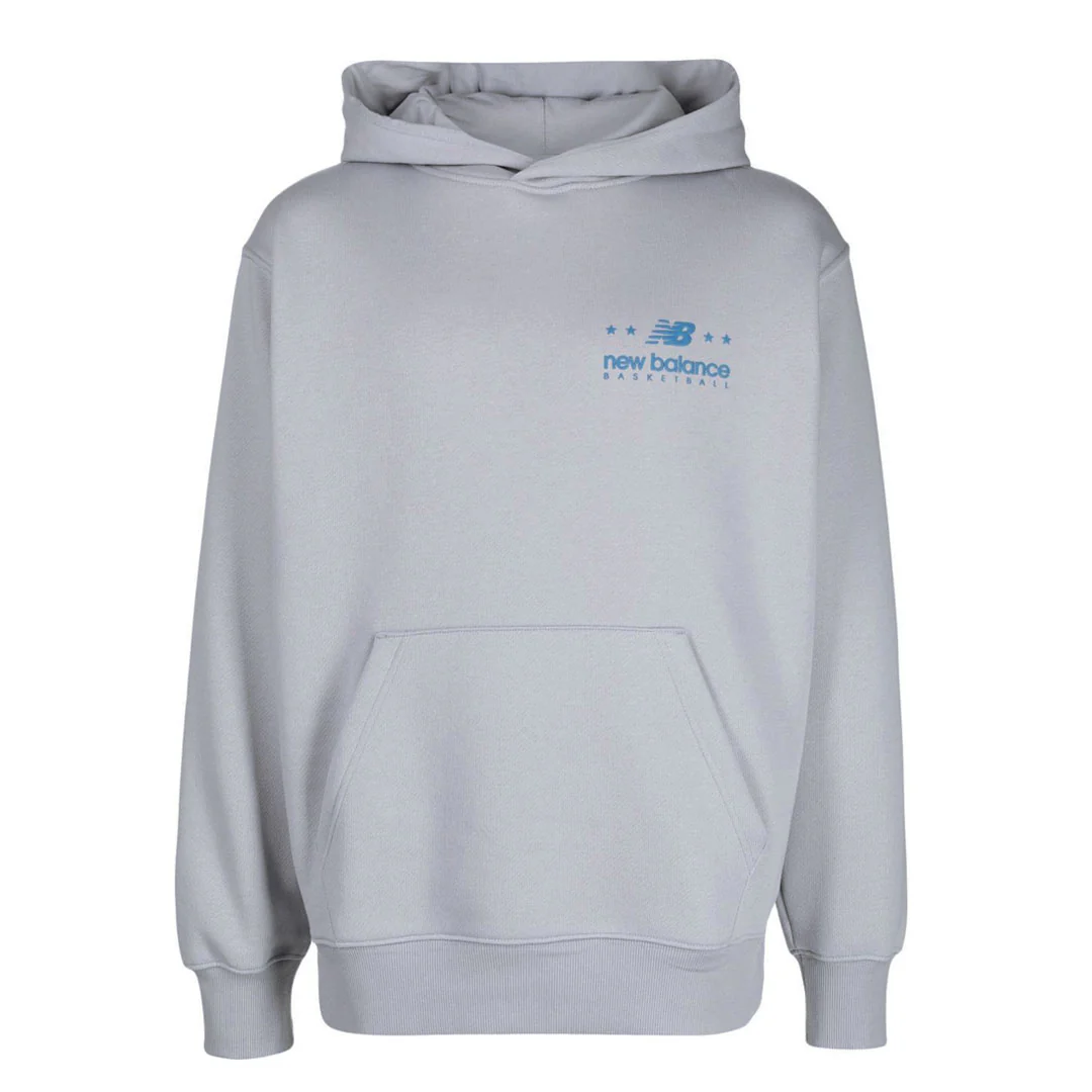 New Balance Letter Print Hoodie Long Sleeve Pullover - Gray MT31581-AL