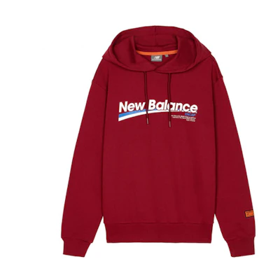 New Balance Letter Print Hoodie Wine Red (Unisex Casual Sweatshirt) NCA34013-BUR