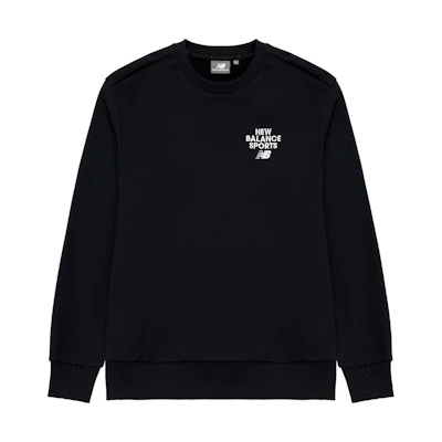 New Balance Letter Print Logo Athletic Pullover Sweatshirt Unisex Black 5CD12023-BK