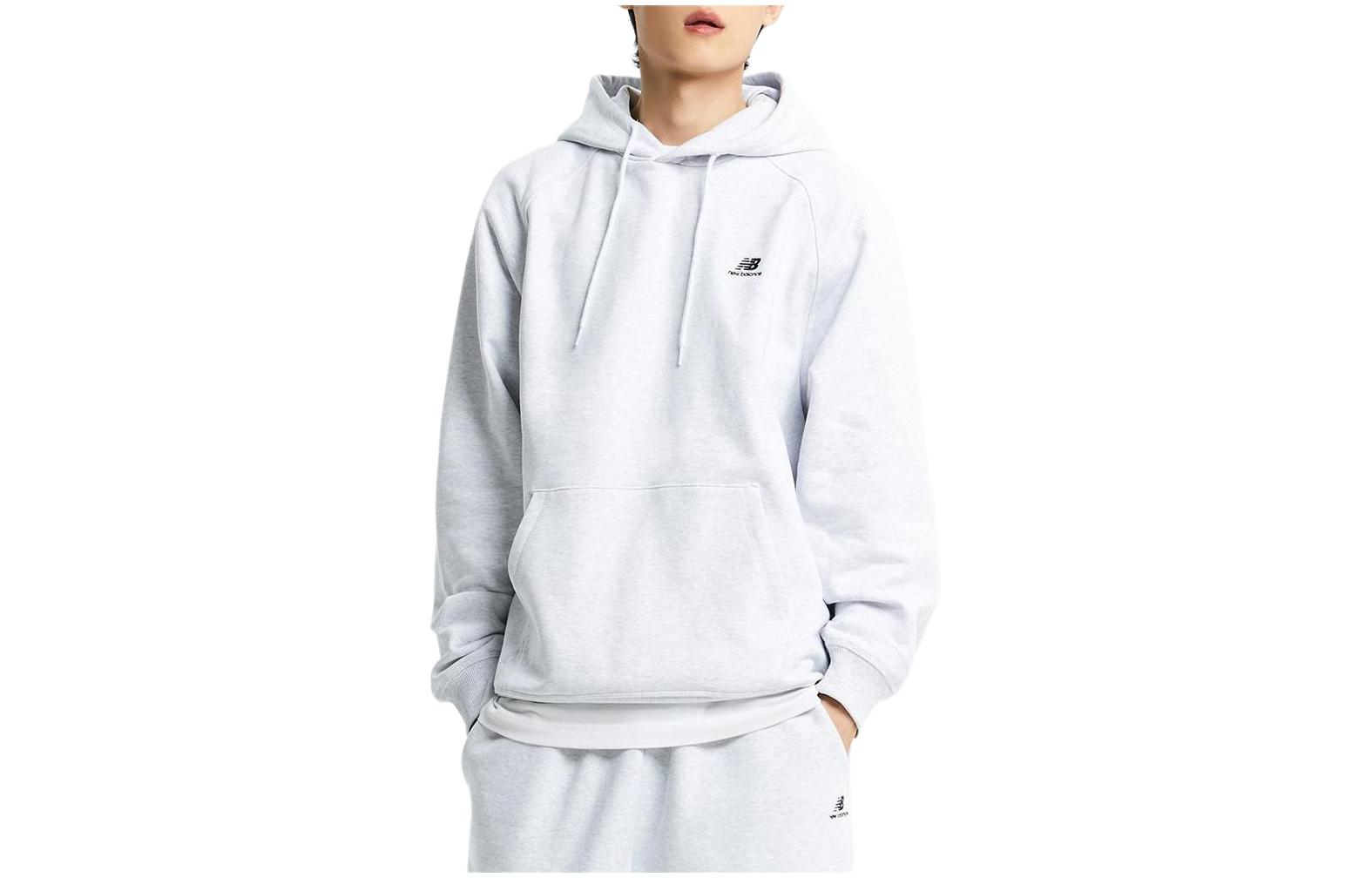 New Balance Letter Print Loose Fit Hoodie in Light Gray NBN0D41913-16