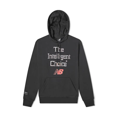 New Balance Letter Print Pullover Hoodie Black American Style MT13557-BK