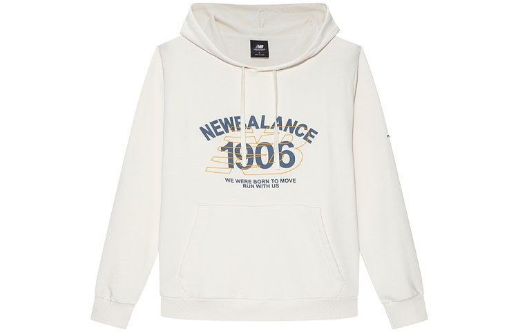 New Balance Letter Print Pullover Hoodie Cream White AMT13386-IV