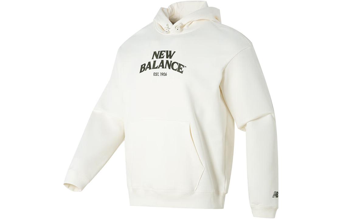 New Balance Letter Print Pullover Sweatshirt in Off-White NCD43071-IV