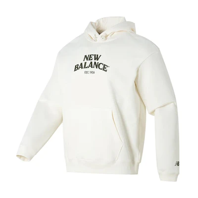New Balance Letter Print Pullover Sweatshirt in Off-White NCD43071-IV