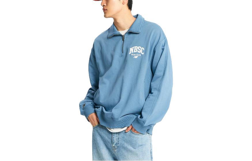 New Balance Letter Print Pullover Sweatshirt Unisex Blue Long Sleeve NBNCD31823-50