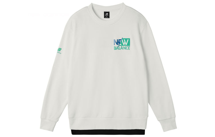 New Balance Letter Print Pullover Sweatshirt White AMT11314-WT