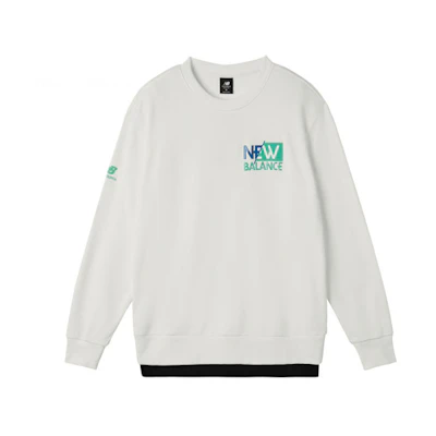 New Balance Letter Print Pullover Sweatshirt White AMT11314-WT