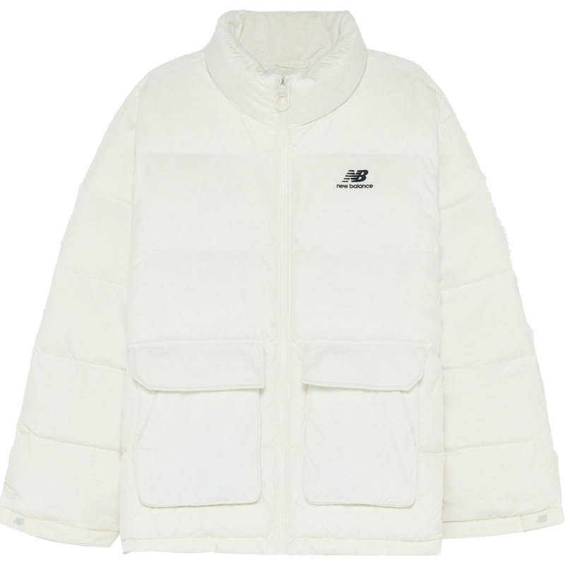 New Balance Letter Print White Puffer Jacket Unisex Couples Style 5PC44683-IV