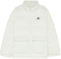 New Balance Letter Print White Puffer Jacket Unisex Couples Style 5PC44683-IV New Balance Letter Print White Puffer Jacket Unisex Couples Style 5PC44683-IV