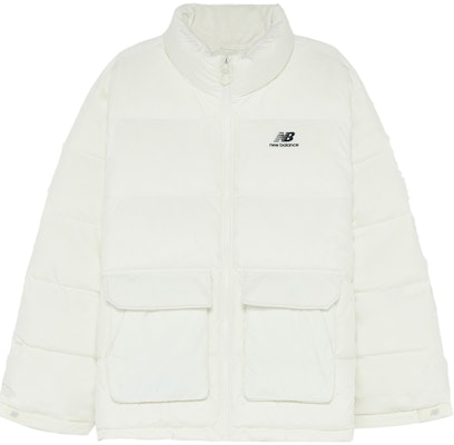 New Balance Letter Print White Puffer Jacket Unisex Couples Style 5PC44683-IV Order New Balance Letter Print White Puffer Jacket Unisex Couples Style 5PC44683-IV