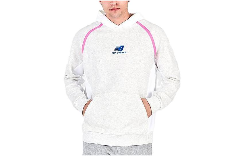 New Balance Letter Printed Hoodie White Long Sleeve Sweatshirt MT21500-124