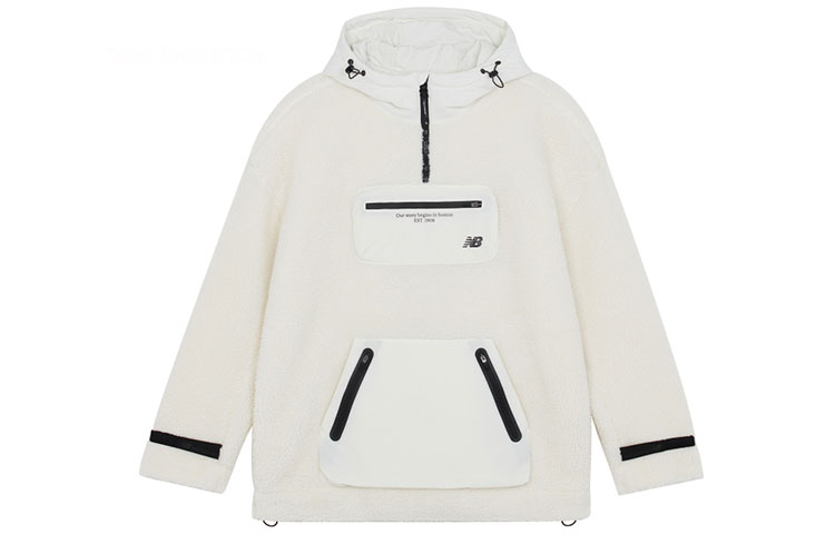 New Balance Lifestyle Fleece Pullover Ivory White Unisex Couples Sweater 5CB42143-IV