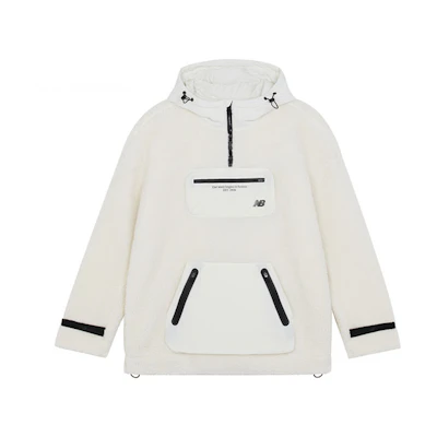 New Balance Lifestyle Fleece Pullover Ivory White Unisex Couples Sweater 5CB42143-IV