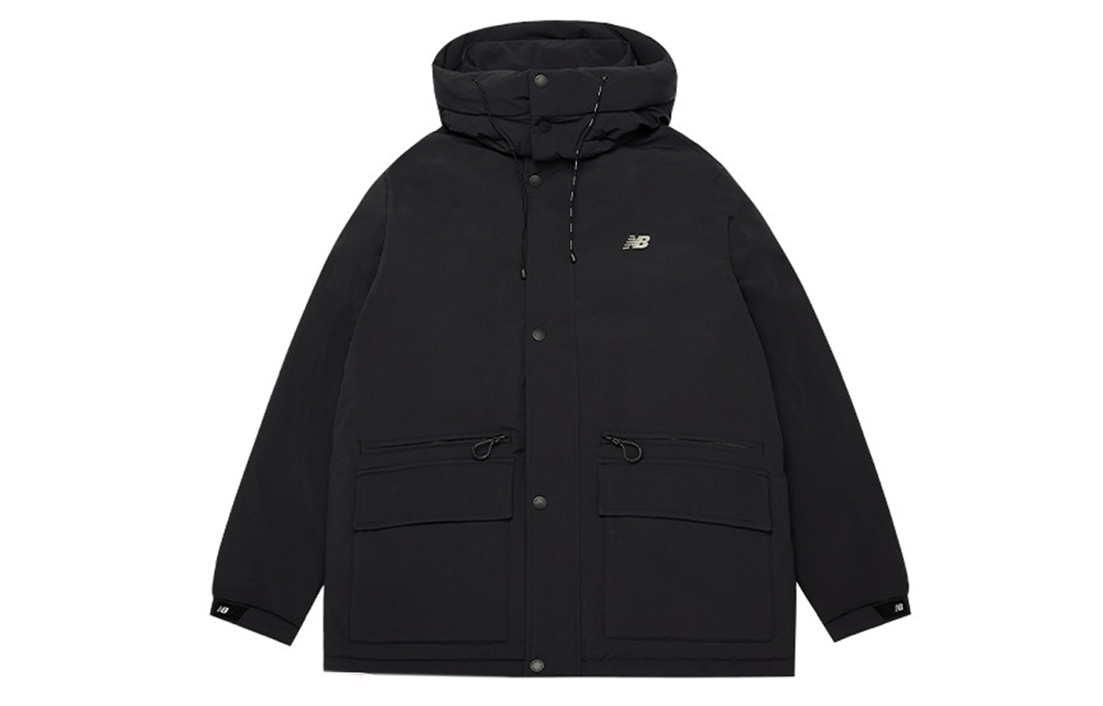 Order ニューバランス ライフスタイル ロゴ フーデッド ダウンジャケット ユニセックス ブラック AMJ34335-BK