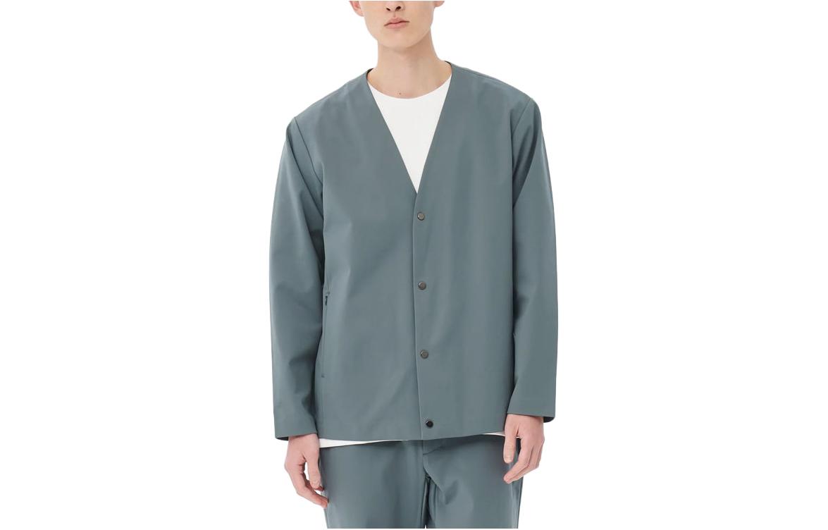 New Balance Light Gray V-Neck Single-Breasted Logo Print Jacket AMJ35001-TTM