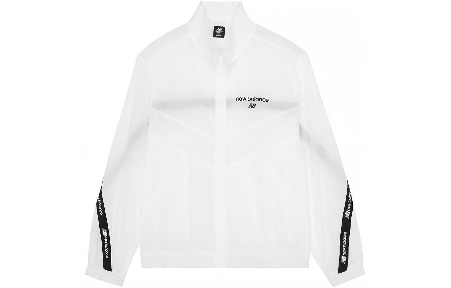 New Balance Lightweight Retro Sports Logo Stripe Zip Jacket Unisex White AMJ22350-WT