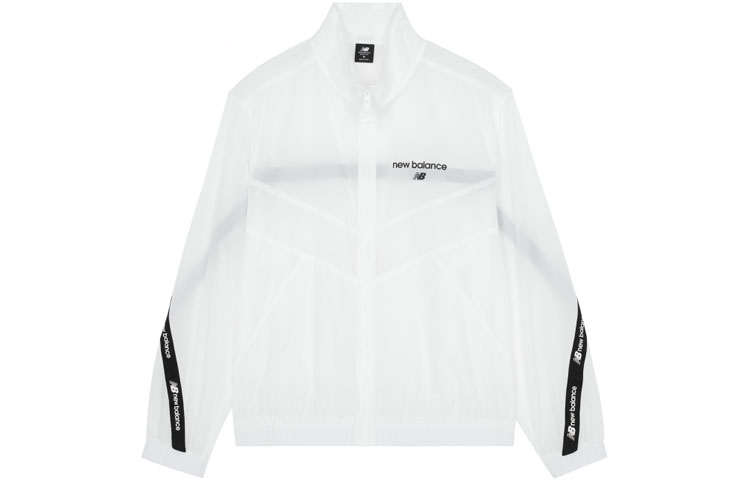 Order Jaket Zip New Balance Ringan Retro Logo Olahraga Garis Unisex Putih AMJ22350-WT